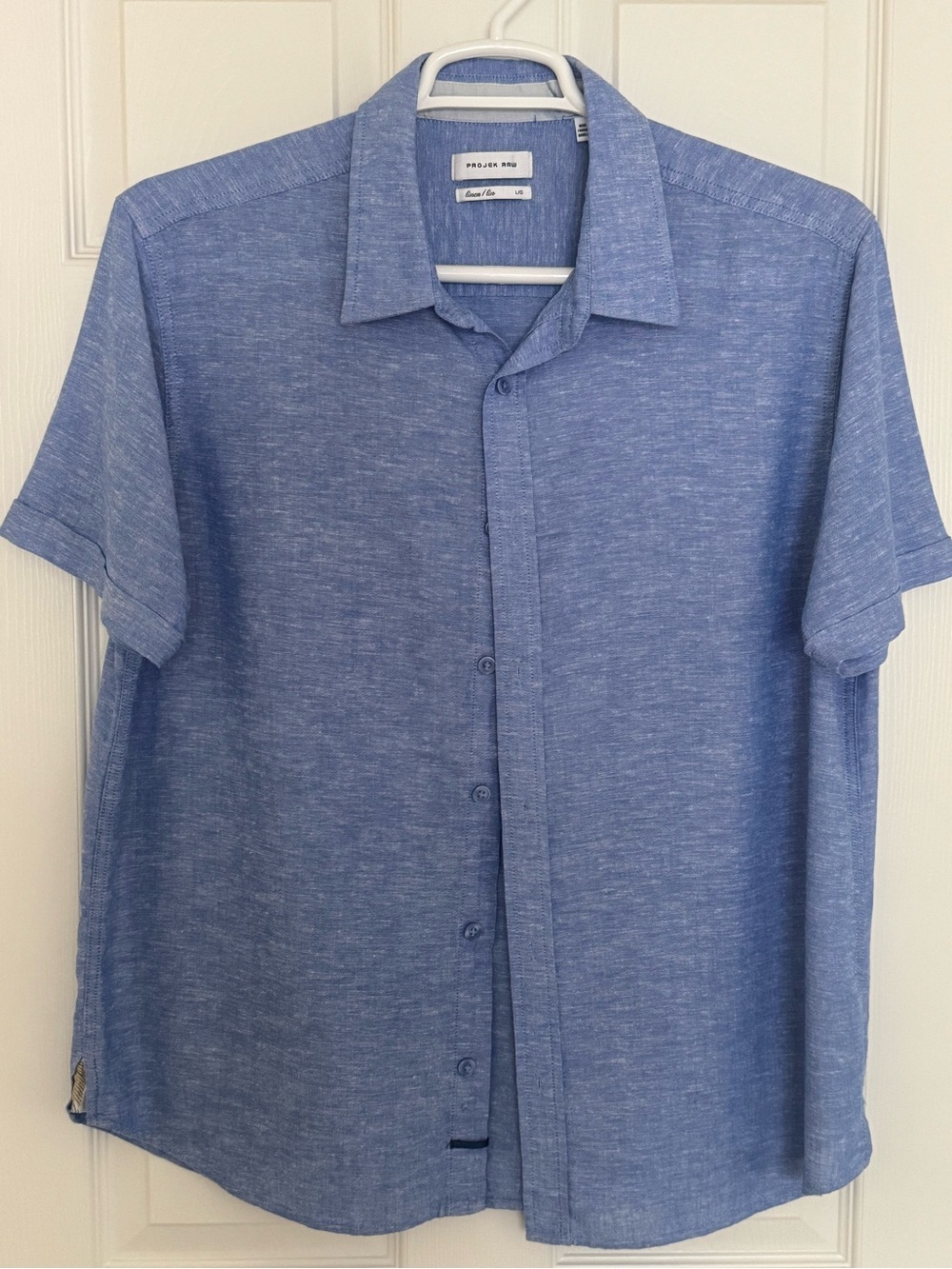 Casual Blue Short-Sleeve Button-Down Shirt by Pro:Voc + Lab